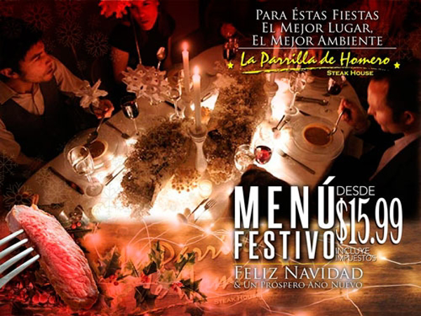 Disfruta del excelente menú festivo de la franquicia La Parrilla de Homero