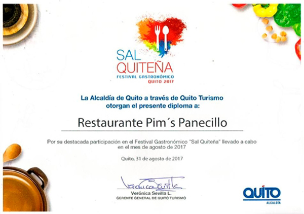 La franquicia Pim's recibe mención por su participación en el Festival Gastronómico Quito 2017